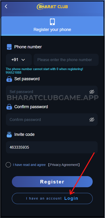 bharat-club-login-page
